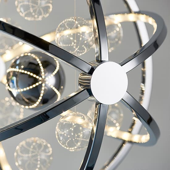 Muni LED 390mm Clear Glass Spheres Pendant Light In Chrome_4