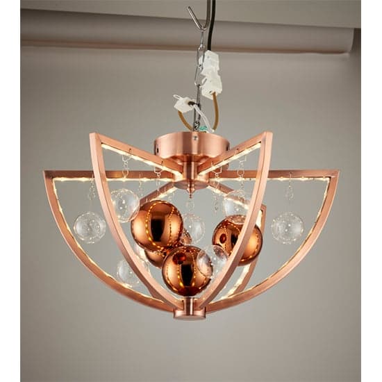 Muni LED Clear Glass Spheres Flush Ceiling Light In Copper_2