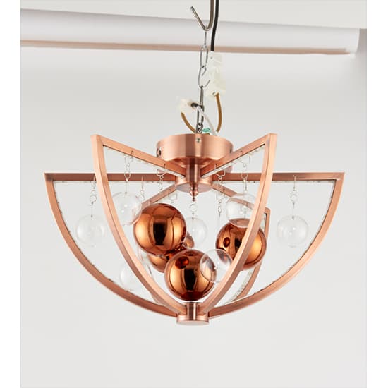 Muni LED Clear Glass Spheres Flush Ceiling Light In Copper_3