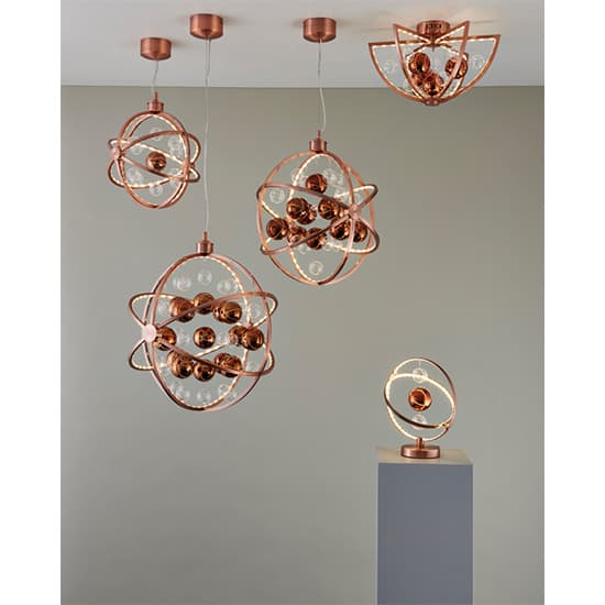 Muni LED Clear Glass Spheres Flush Ceiling Light In Copper_4