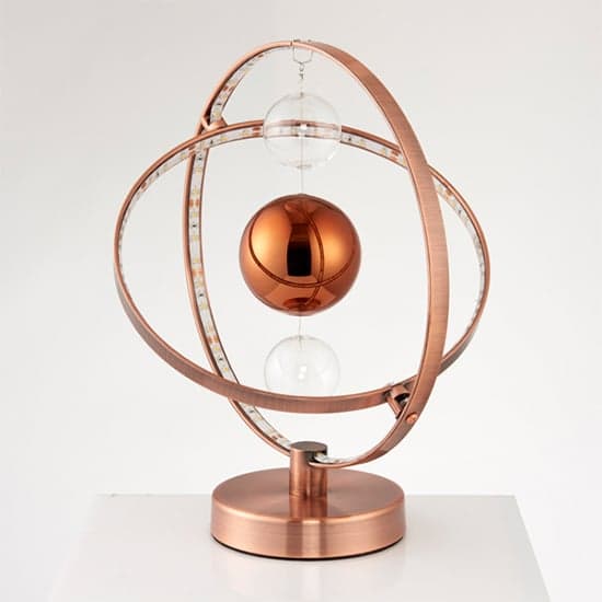 Muni LED Clear Glass Spheres Table Lamp In Polished Copper_2