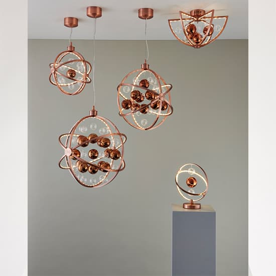 Muni LED Clear Glass Spheres Table Lamp In Polished Copper_3