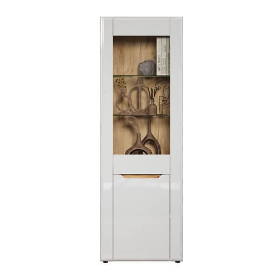 Murcia High Gloss Display Cabinet With 1 Door In White And LED_5
