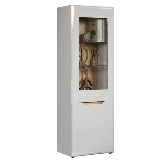 Murcia High Gloss Display Cabinet With 1 Door In White And LED_6