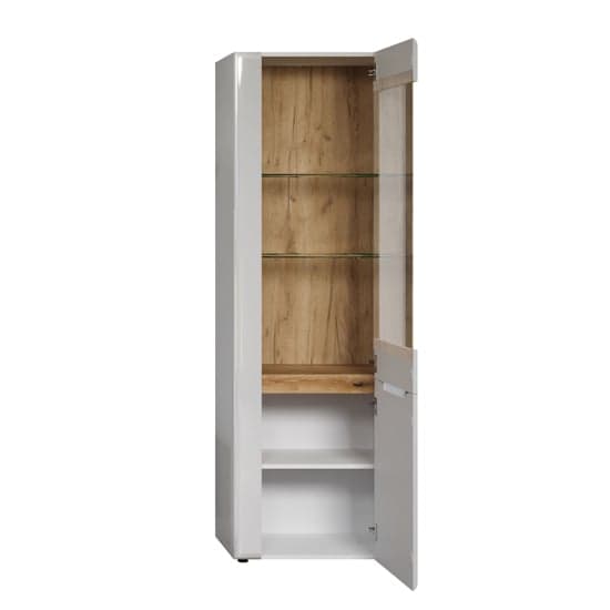 Murcia High Gloss Display Cabinet With 1 Door In White And LED_7