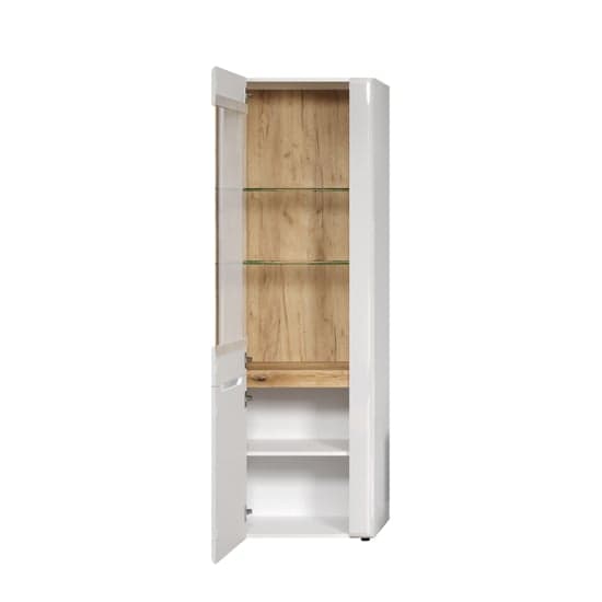 Murcia High Gloss Display Cabinet With 1 Door In White And LED_8