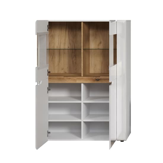 Murcia High Gloss Highboard With 2 Doors In White And LED_4
