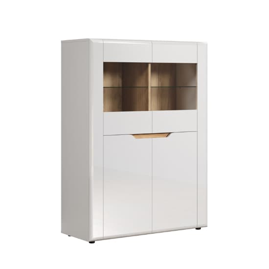 Murcia High Gloss Highboard With 2 Doors In White And LED_5