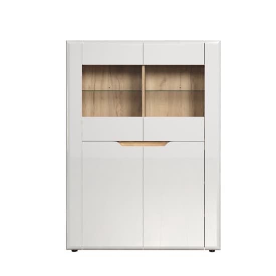 Murcia High Gloss Highboard With 2 Doors In White And LED_6