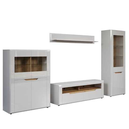 Murcia High Gloss Living Room Furniture Set In White With LED_6