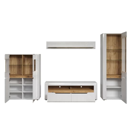 Murcia High Gloss Living Room Furniture Set In White With LED_7