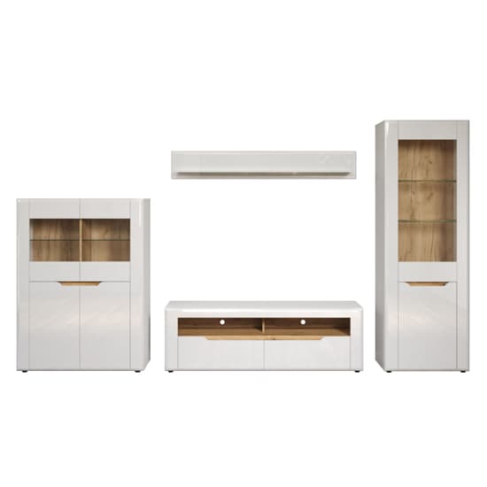 Murcia High Gloss Living Room Furniture Set In White With LED_8