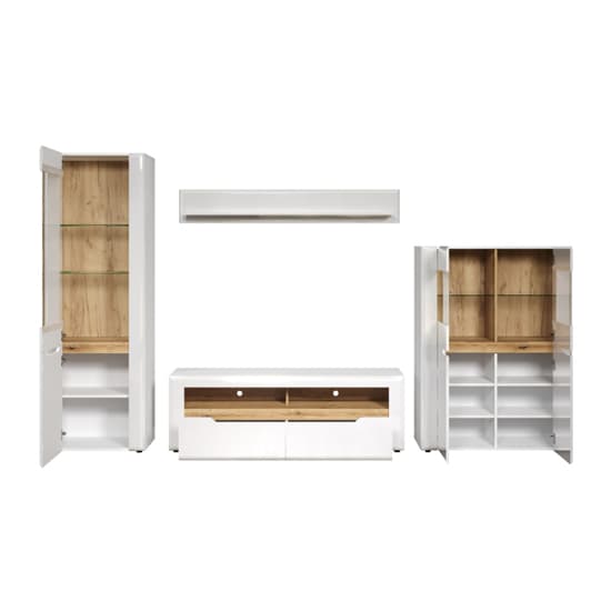 Murcia High Gloss Living Room Furniture Set In White With LED_9