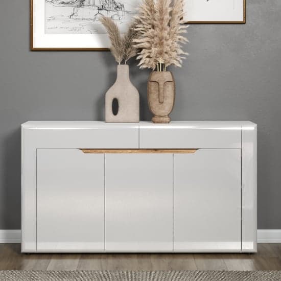 Murcia High Gloss Sideboard With 2 Doors 3 Drawers In White_2
