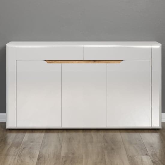 Murcia High Gloss Sideboard With 2 Doors 3 Drawers In White_5