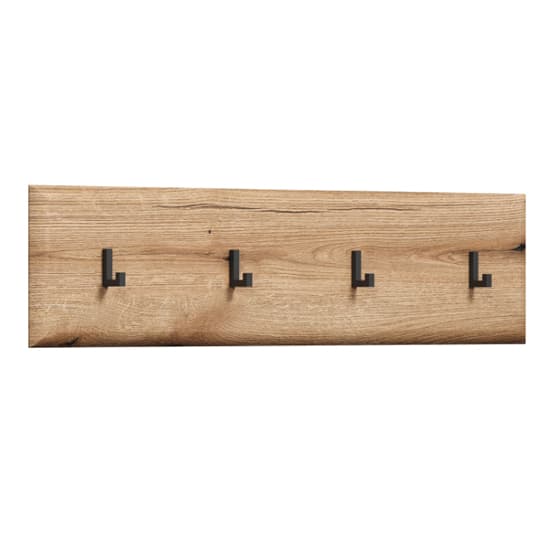 Murcia Wooden Wall Coat Rack With 4 Hooks In Evoke Oak_4