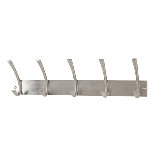 Myers Metal Wall Hung 5 Hooks Coat Rack In Silver