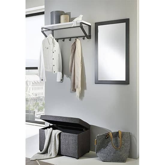 Myers Wooden Wall Hung 5 Hooks Coat Rack In Grey And White_3