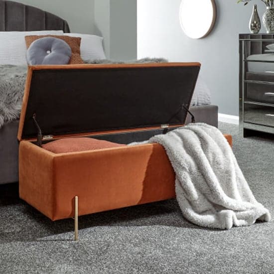 Mullion Fabric Upholstered Ottoman Storage Bench In Russet_2