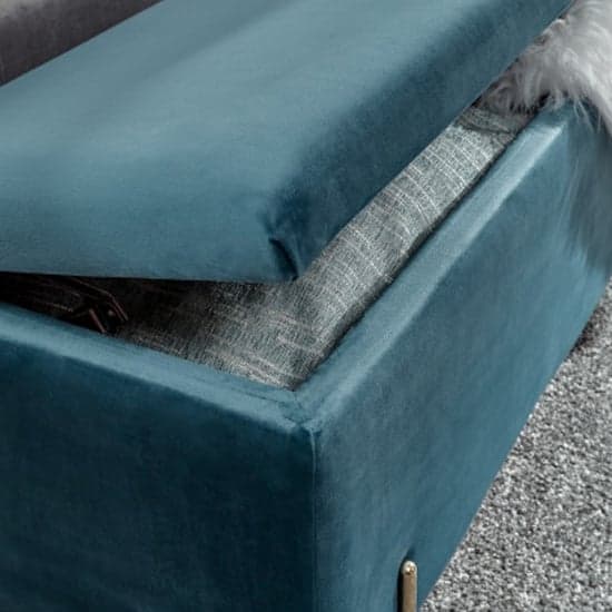 Mullion Fabric Upholstered Ottoman Storage Bench In Teal_2