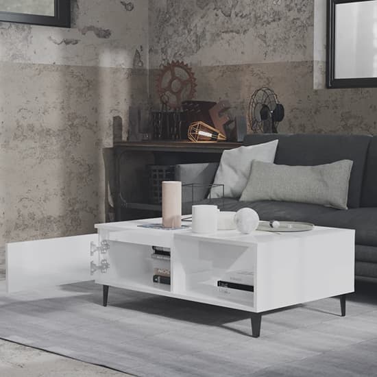 Naava High Gloss Coffee Table With 1 Door In White_2