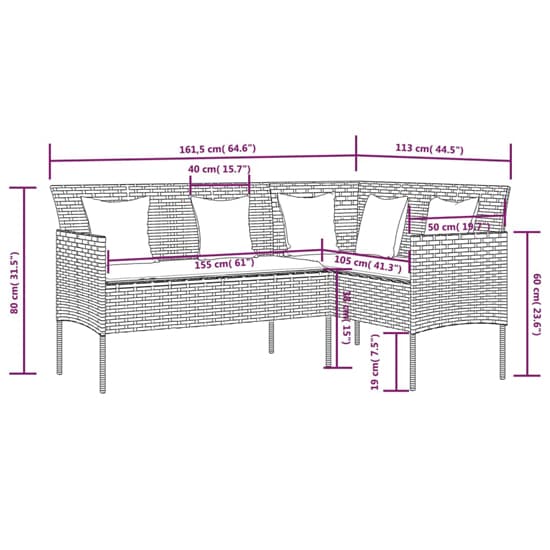 Nadra Rattan 5 Piece L-Shaped Couch Set With Cushions In Grey_6