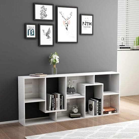 Nael High Gloss Bookcase And Shelving Unit In White_2