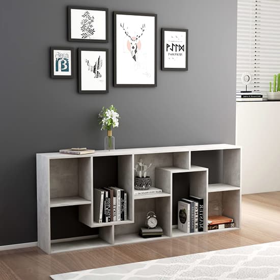 Nael Wooden Bookcase And Shelving Unit In Concrete Effect_2