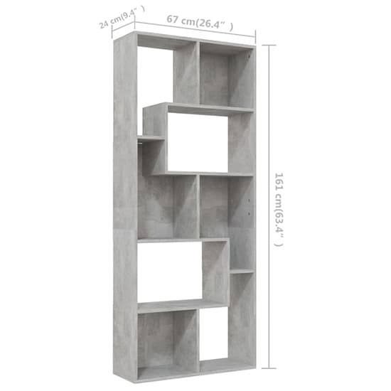 Nael Wooden Bookcase And Shelving Unit In Concrete Effect_5