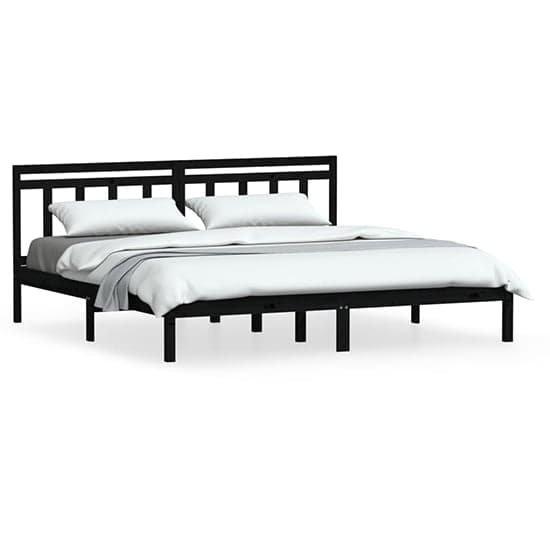 Naida Solid Pinewood Super King Size Bed In Black_2