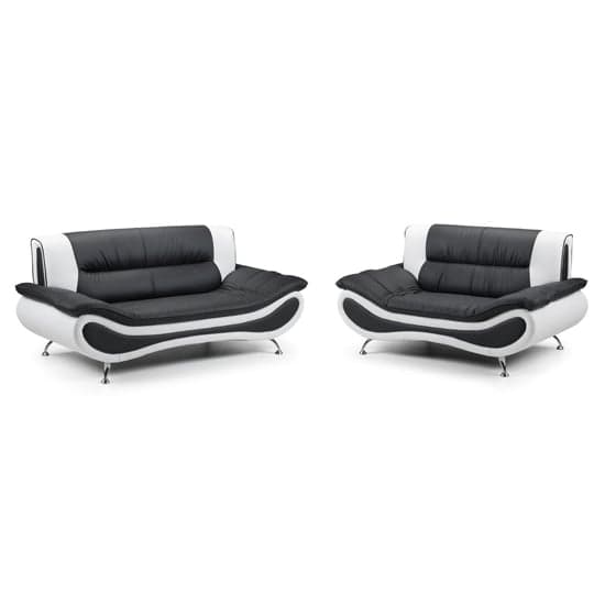 Nonoil Faux Leather 3+2 Seater Sofa Set In Black And White_1