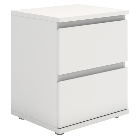 Naira Wooden Bedside Cabinet In White With 2 Drawers_3