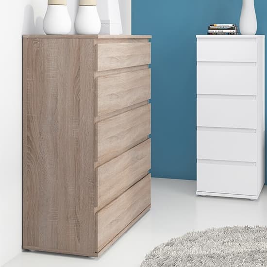Naira Wooden Chest Of Drawers In Truffle Oak With 5 Drawers_2