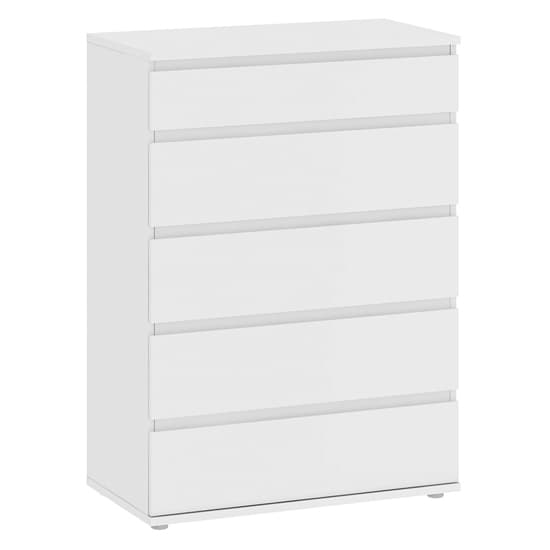 Naira Wooden Chest Of Drawers In White With 5 Drawers_3