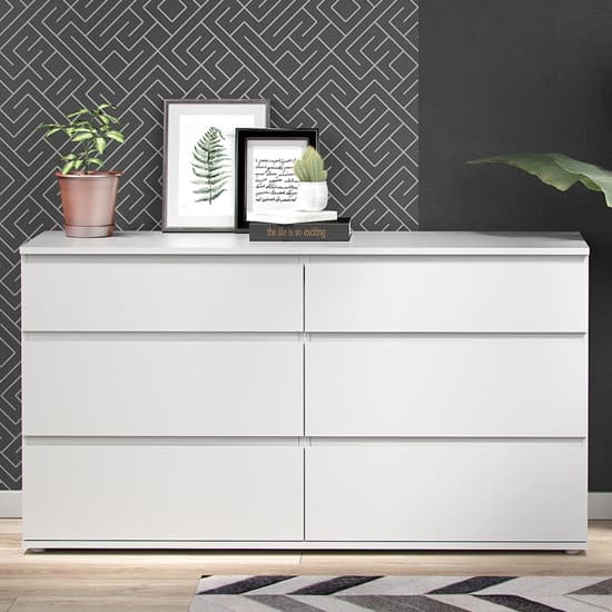 Naira Wooden Chest Of Drawers In White With 6 Drawers_2