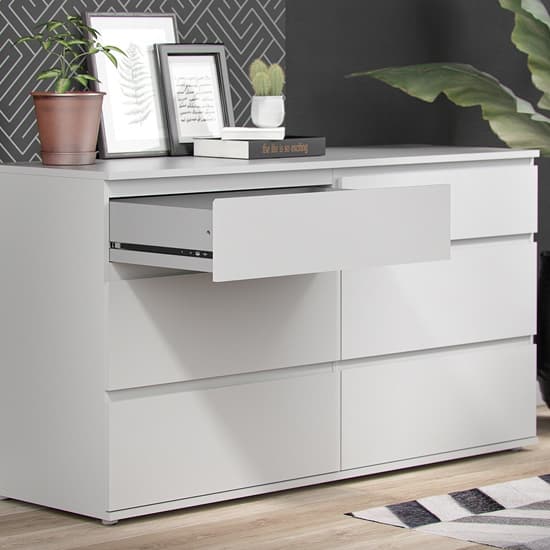 Naira Wooden Chest Of Drawers In White With 6 Drawers_3