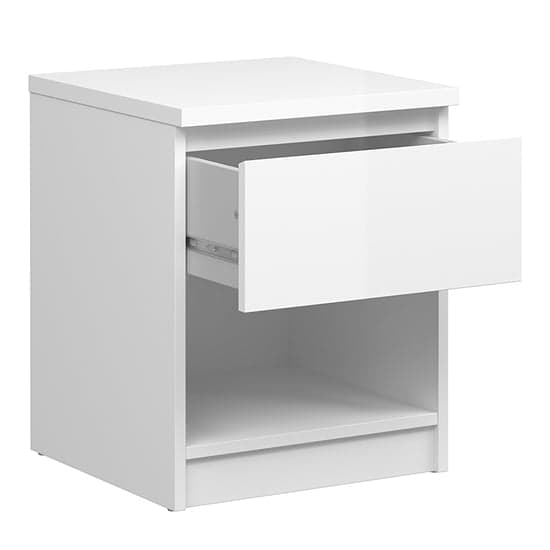 Nakou 1 Drawer 1 Shelf Bedside Cabinet In White High Gloss_3