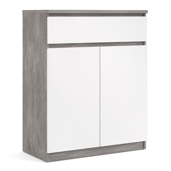 Nakou 2 Door 1 Drawer Sideboard In Concrete And White High Gloss_3