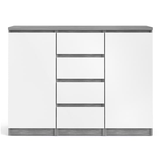 Nakou 2 Door 4 Drawer Sideboard In Concrete And White High Gloss_2