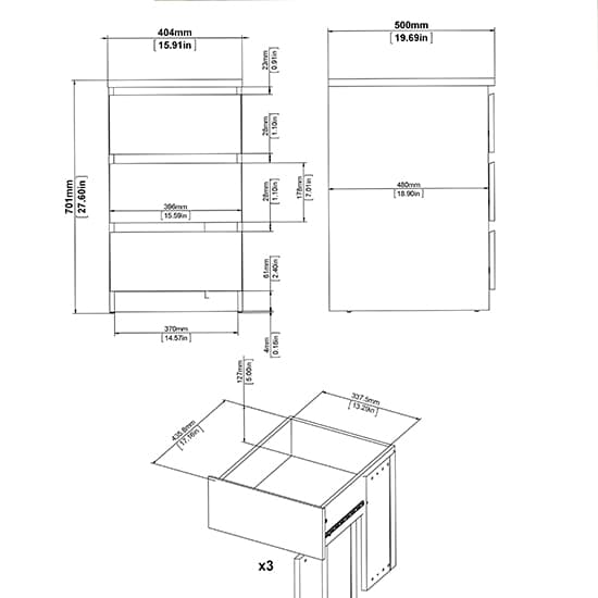 Nakou Bedside Cabinet With 3 Drawers In Jackson Hickory Oak_5