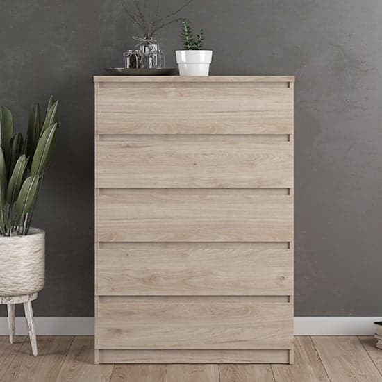 Nakou Wooden Chest Of 5 Drawers In Jackson Hickory Oak_1