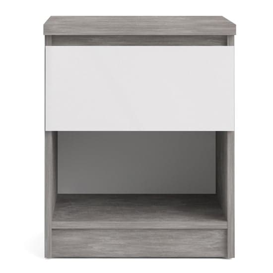 Nakou Gloss 1 Drawer 1 Shelf Bedside Cabinet In Concrete White_2