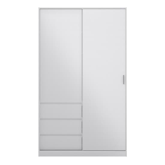 Nakou High Gloss Sliding Wardrobe 2 Doors 3 Drawers In White_3