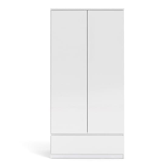Nakou High Gloss 2 Doors 1 Drawer Wardrobe In White_2