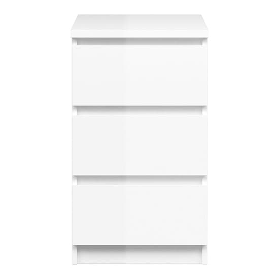 Nakou High Gloss 3 Drawers Bedside Cabinet In White_2