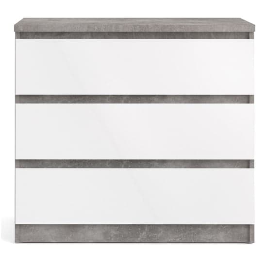 Nakou High Gloss Chest Of 3 Drawers In Concrete And White_2