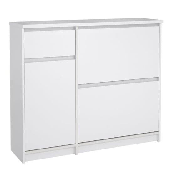 Nakou High Gloss Shoe Storage Cabinet 3 Doors 1 Drawer In White_2