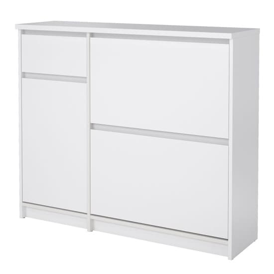 Nakou High Gloss Shoe Storage Cabinet 3 Doors 1 Drawer In White_4