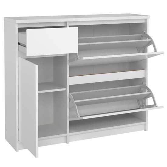 Nakou High Gloss Shoe Storage Cabinet 3 Doors 1 Drawer In White_5