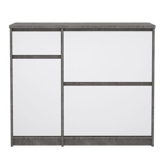 Nakou High Gloss Shoe Storage Cabinet 3 Doors In Concrete White_3